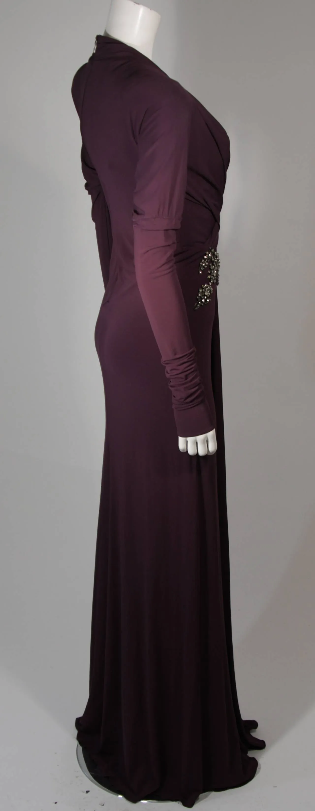 ROBERTO CAVALLI Purple Silk Jersey Gown Size 40