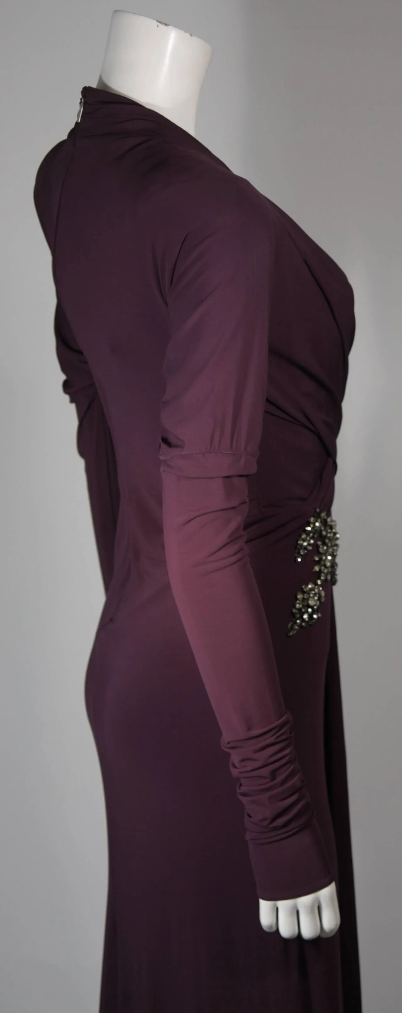 ROBERTO CAVALLI Purple Silk Jersey Gown Size 40