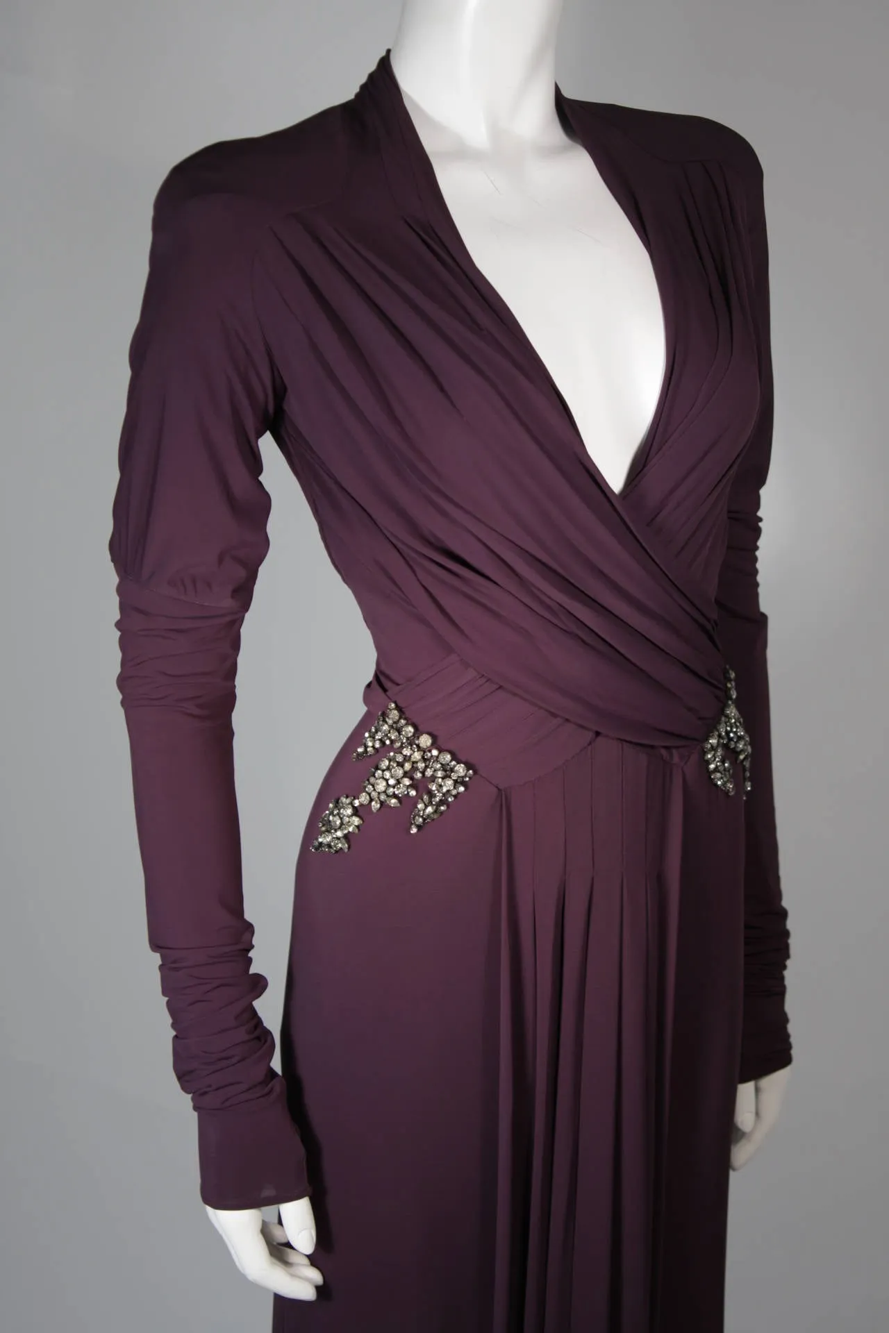 ROBERTO CAVALLI Purple Silk Jersey Gown Size 40
