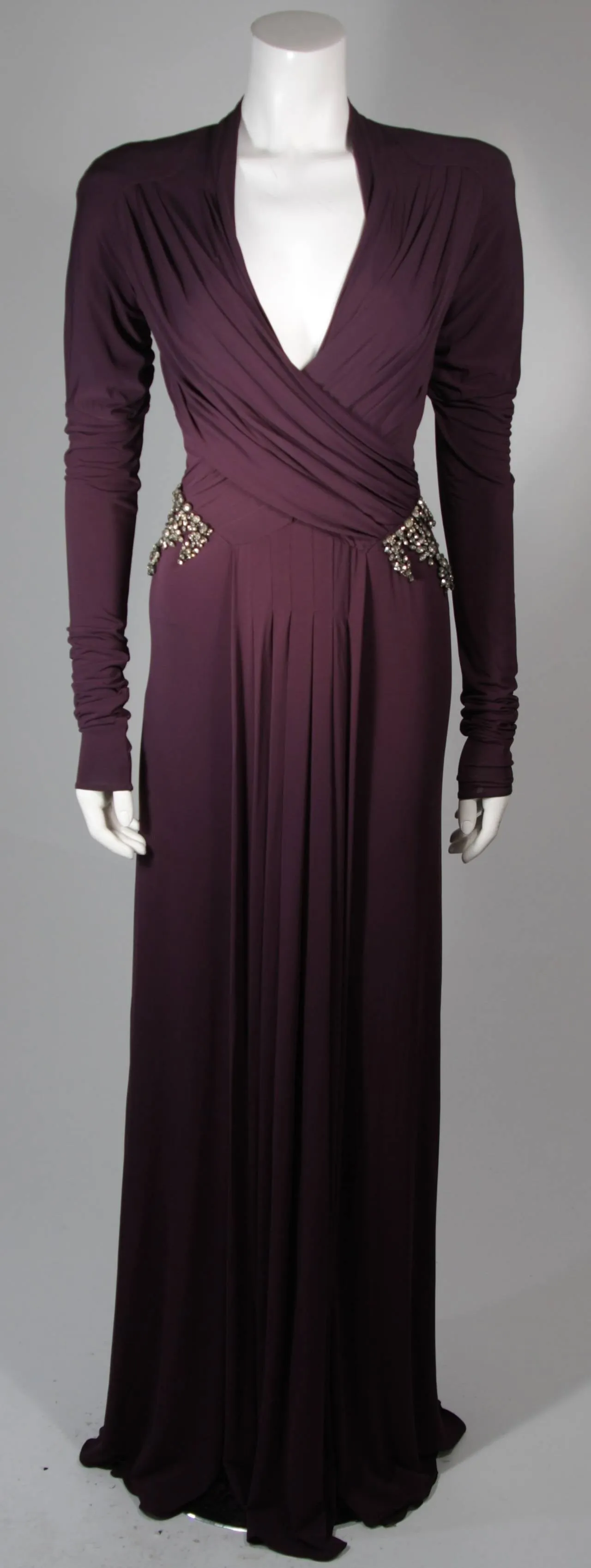 ROBERTO CAVALLI Purple Silk Jersey Gown Size 40