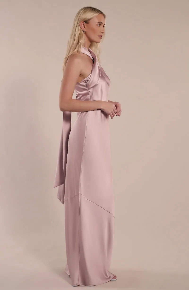 Roma Dress in Rose Pink Satin