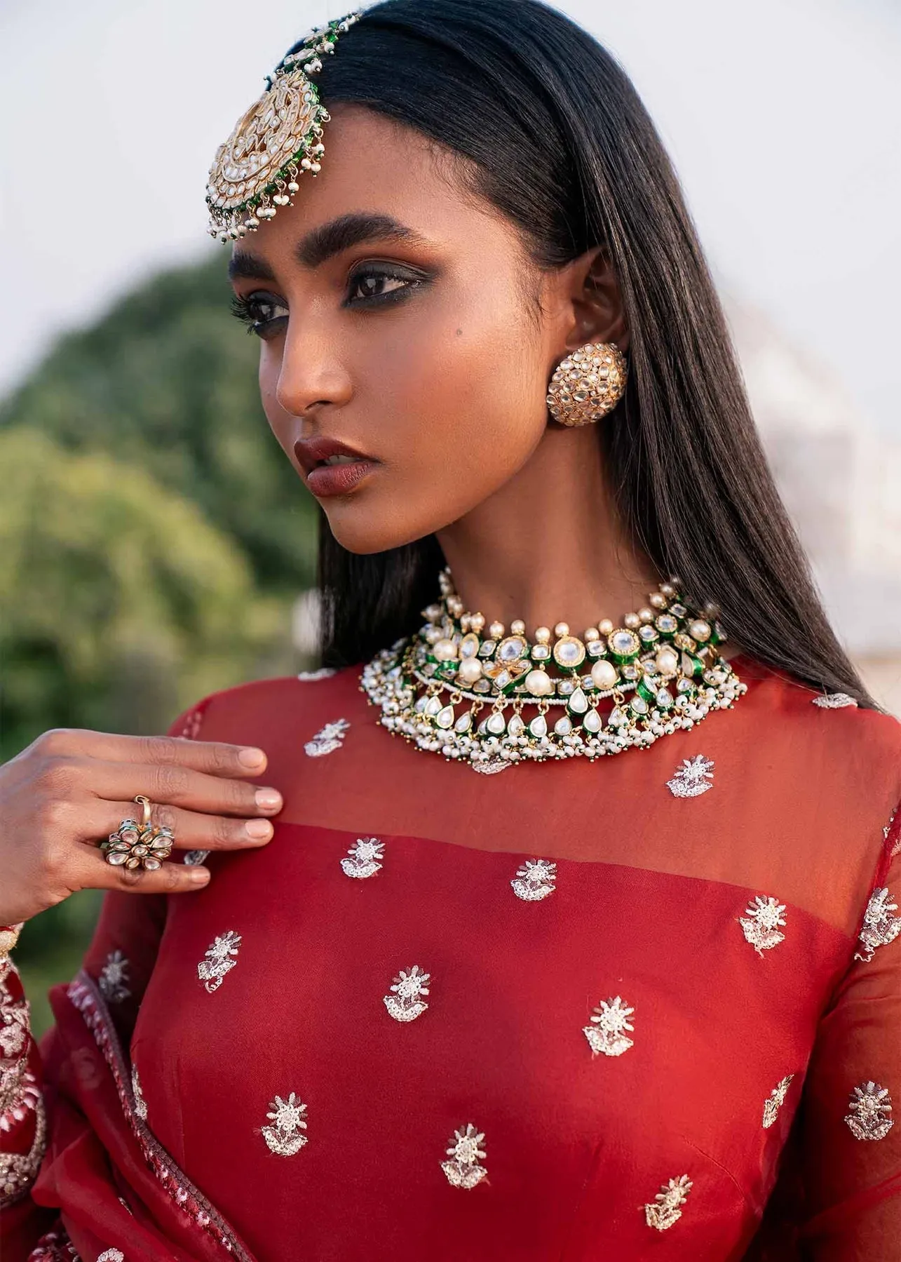 Royal Crimson Red Embroidered Pakistani Wedding Dress Pishwas Frock