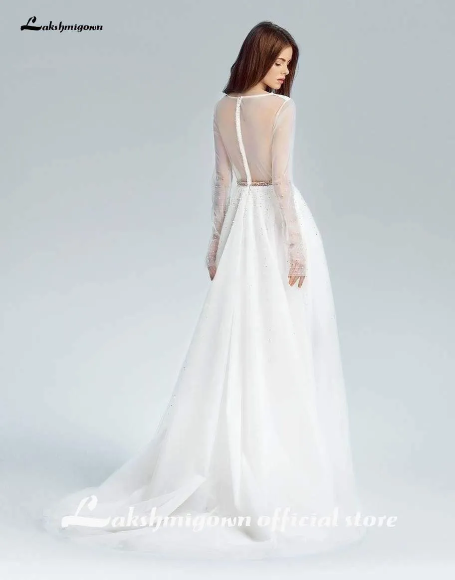 Roycebridal Simple A-line Modest Wedding Dresses With Long Sleeves
