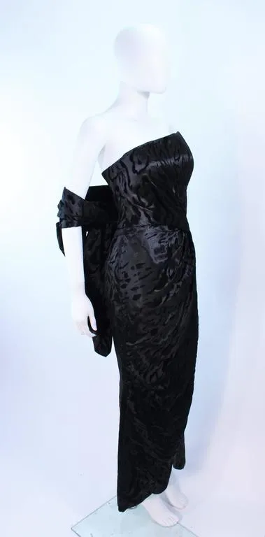 RUBEN PANIS Velvet Pattern Gown Size 2-4