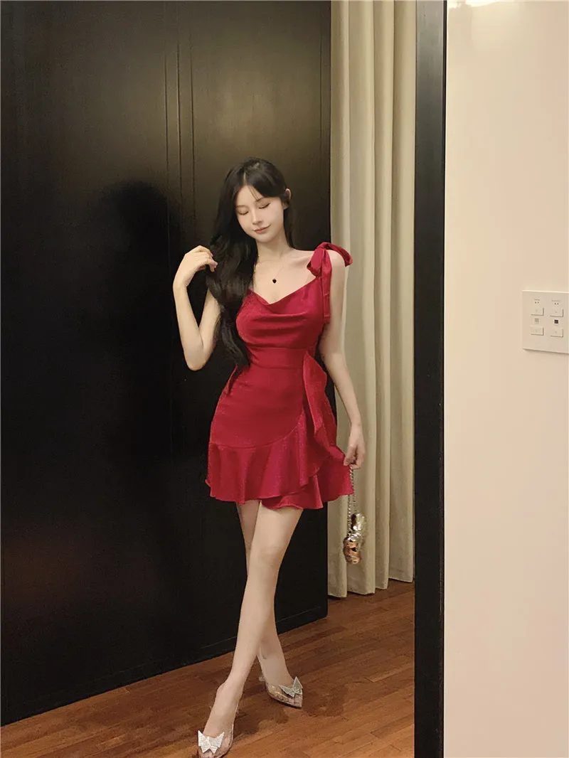 Ruffled Satin Slip Dress UB98315