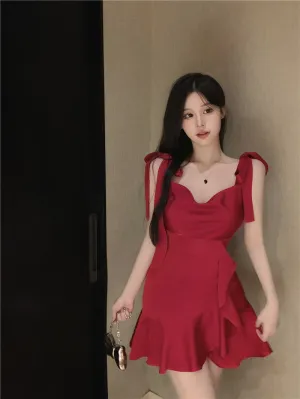 Ruffled Satin Slip Dress UB98315