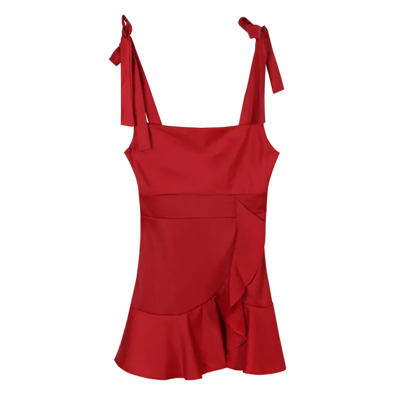 Ruffled Satin Slip Dress UB98315
