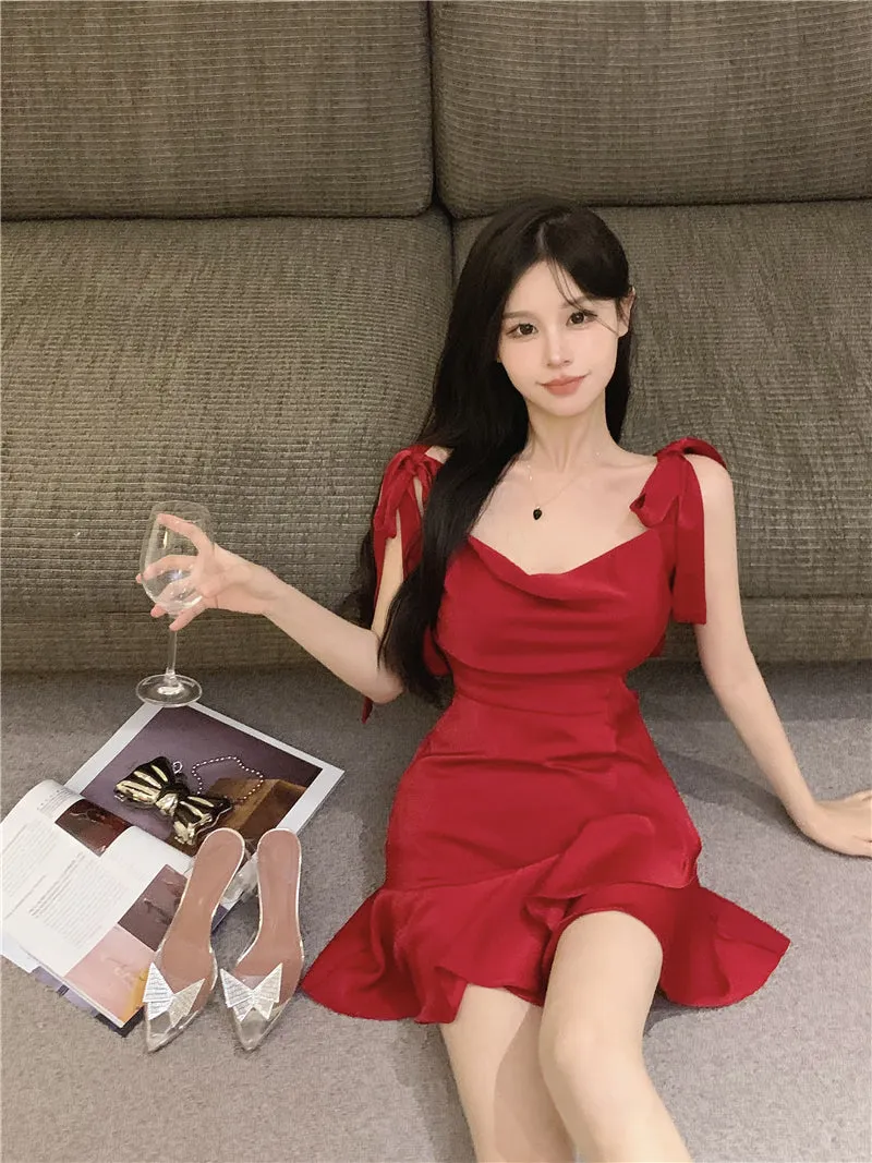 Ruffled Satin Slip Dress UB98315
