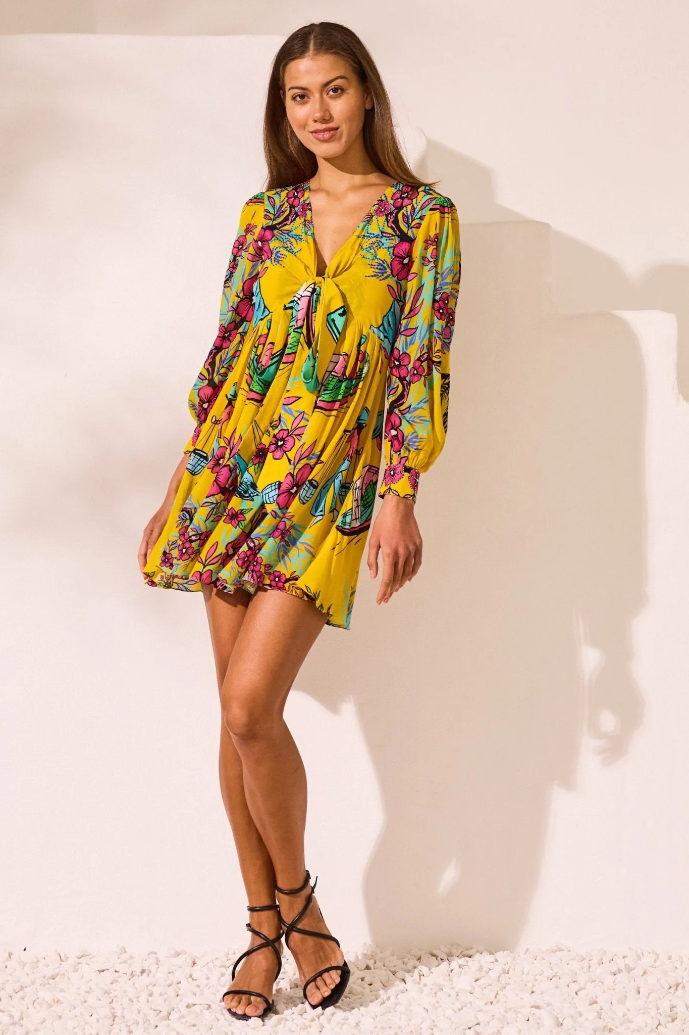Saigon Sunsets Short Dress w Front Tie Up