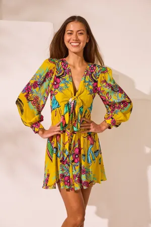 Saigon Sunsets Short Dress w Front Tie Up