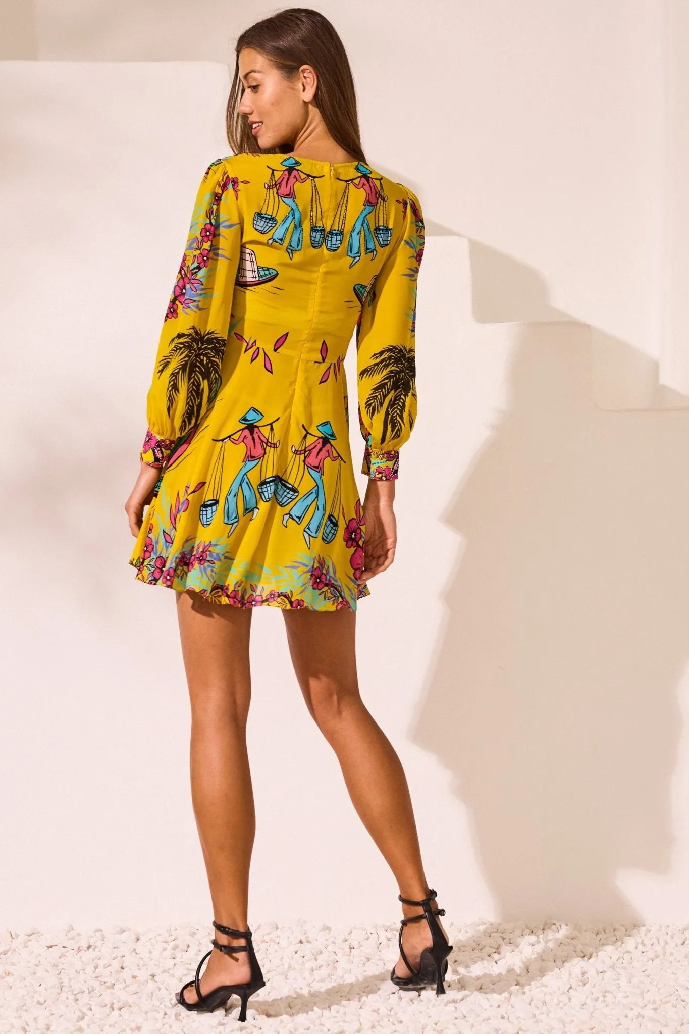 Saigon Sunsets Short Dress w Front Tie Up