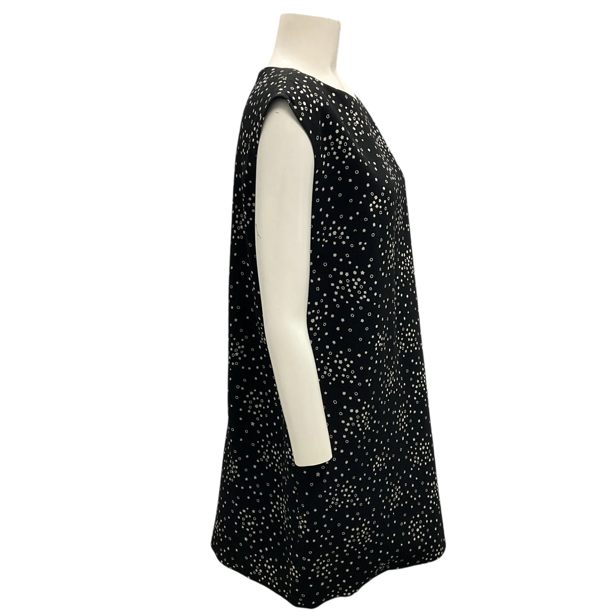 Saint Laurent Black / White 2015 Star Print Crepe Dress