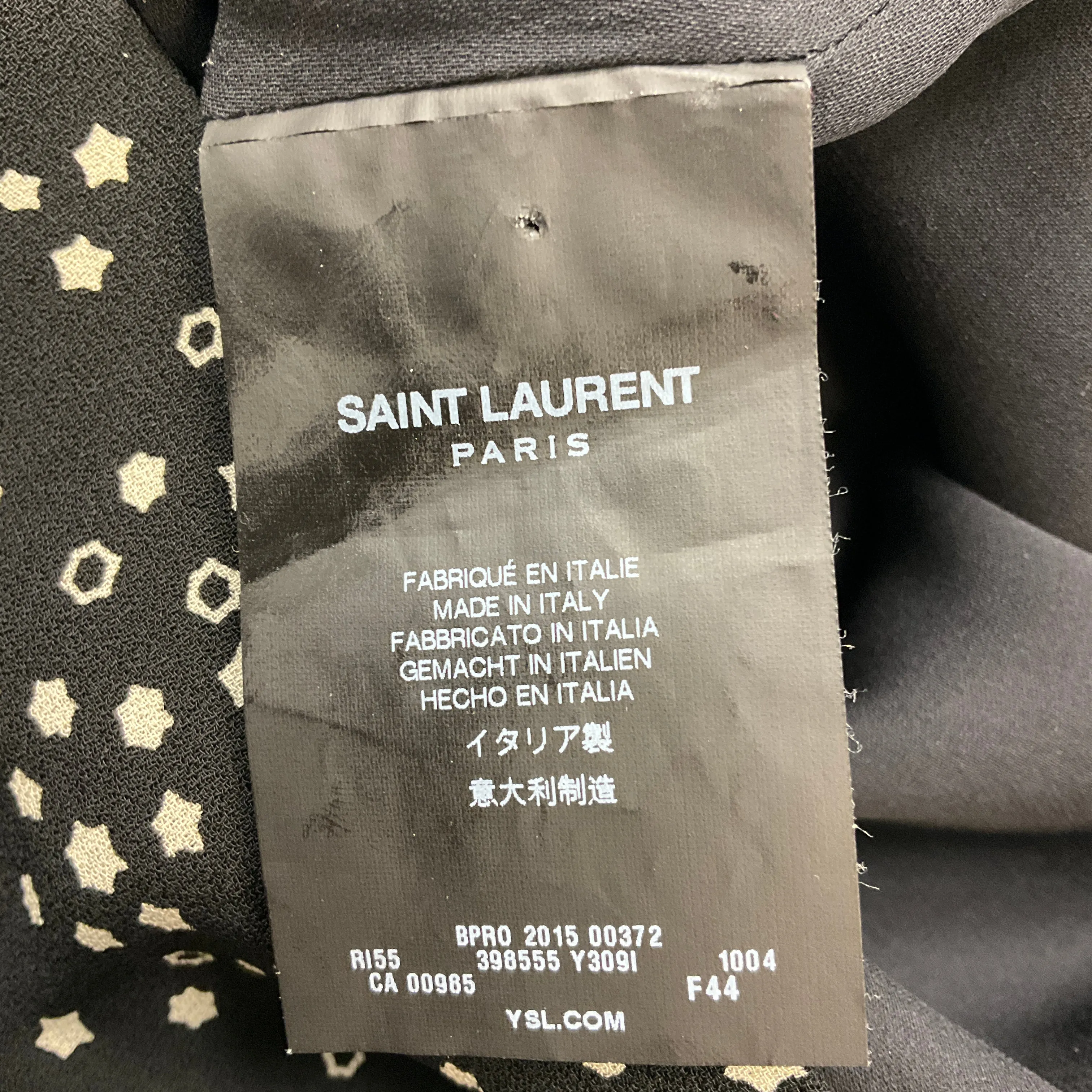 Saint Laurent Black / White 2015 Star Print Crepe Dress