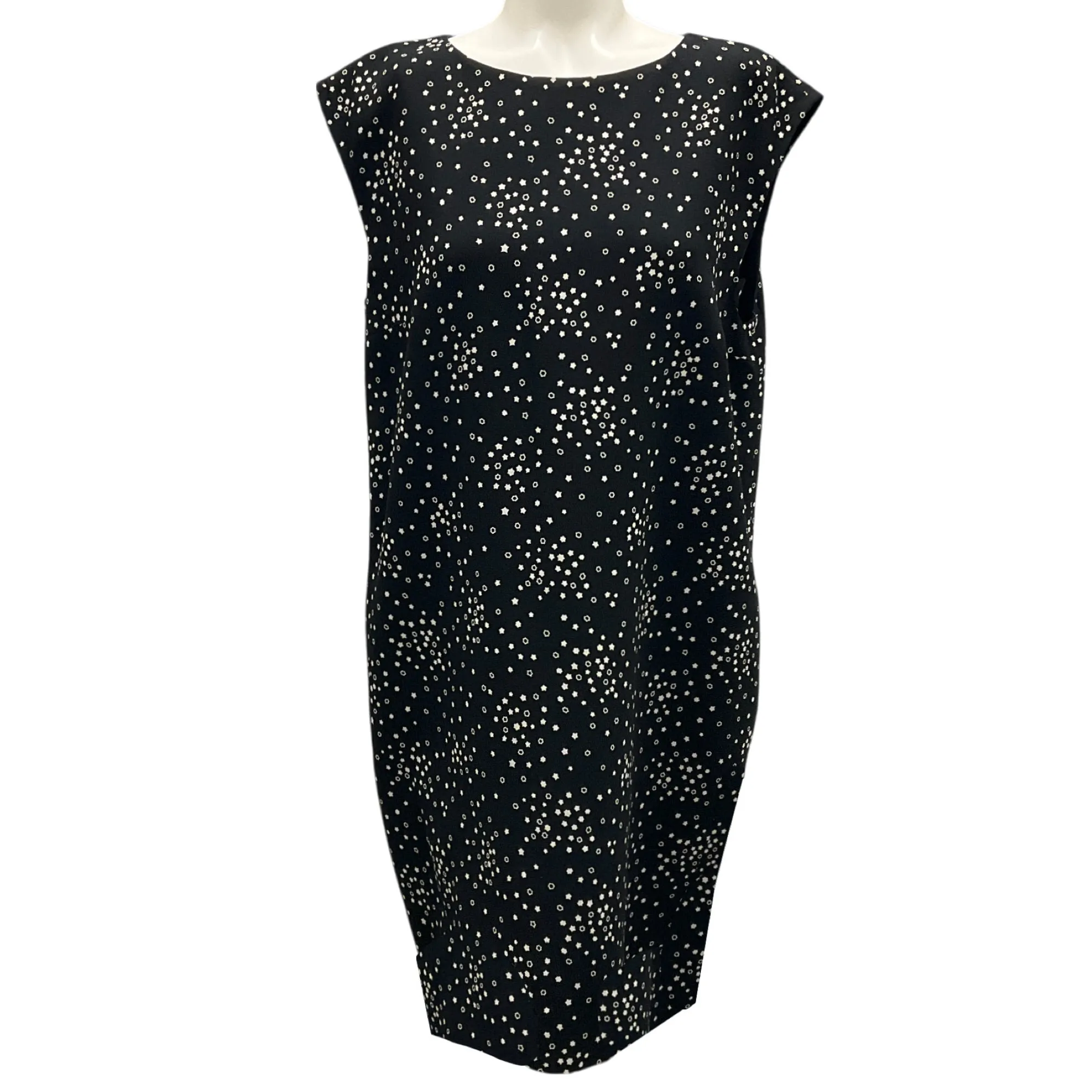 Saint Laurent Black / White 2015 Star Print Crepe Dress