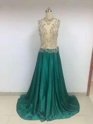 Satin Beaded Long Prom Dresses_US6, SO008