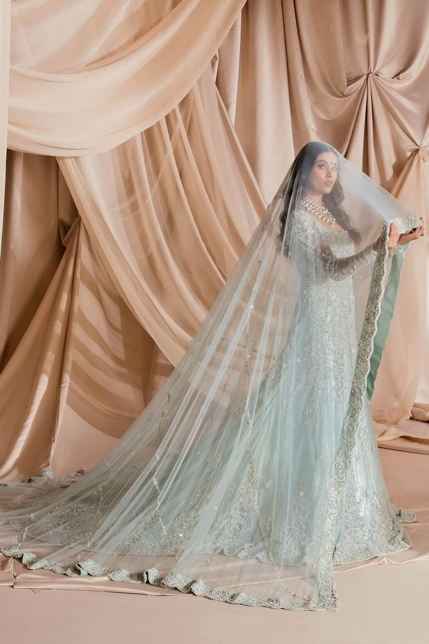 Satin Lehenga Skirt Gown Pakistani Wedding Dresses
