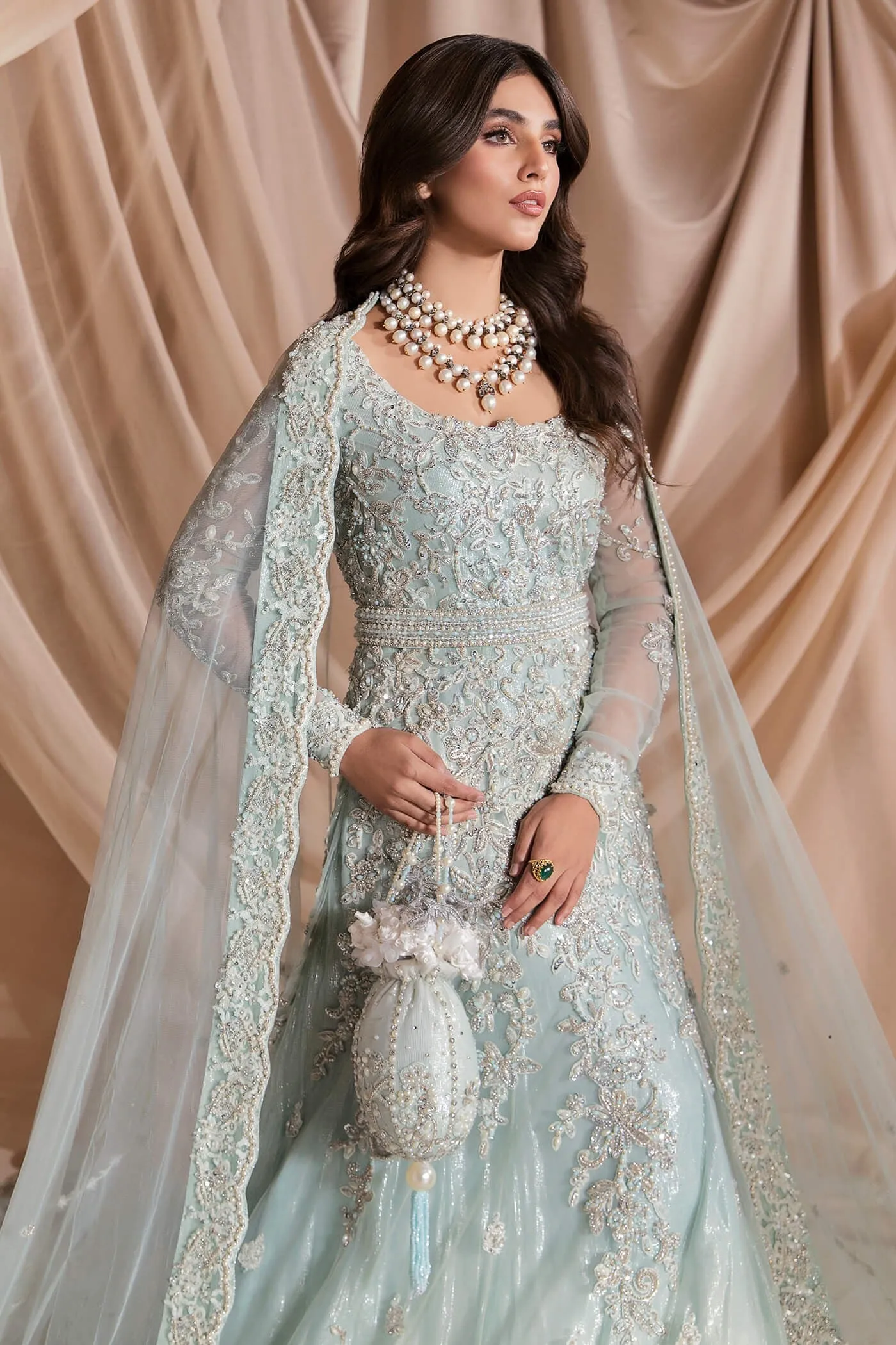 Satin Lehenga Skirt Gown Pakistani Wedding Dresses