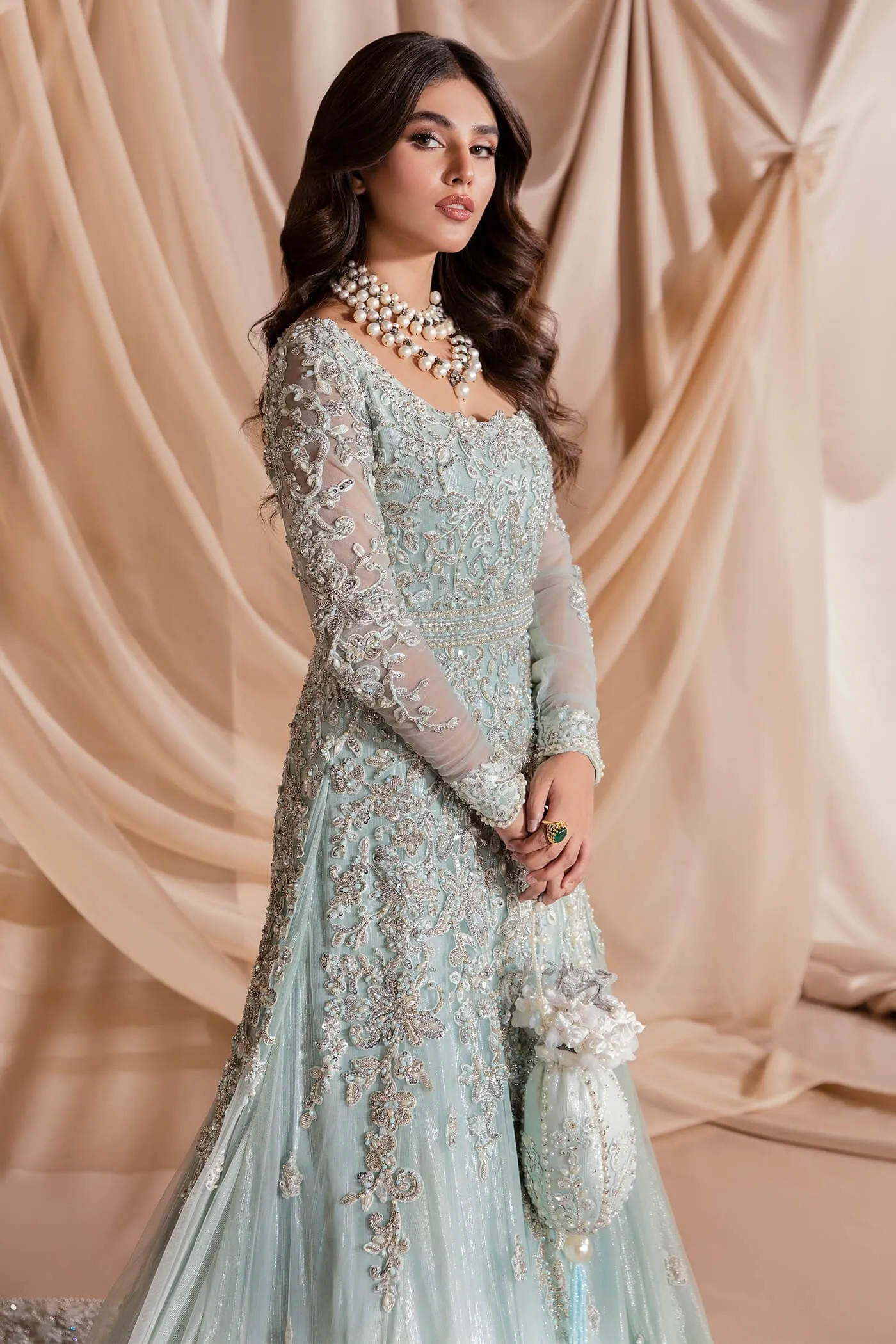 Satin Lehenga Skirt Gown Pakistani Wedding Dresses