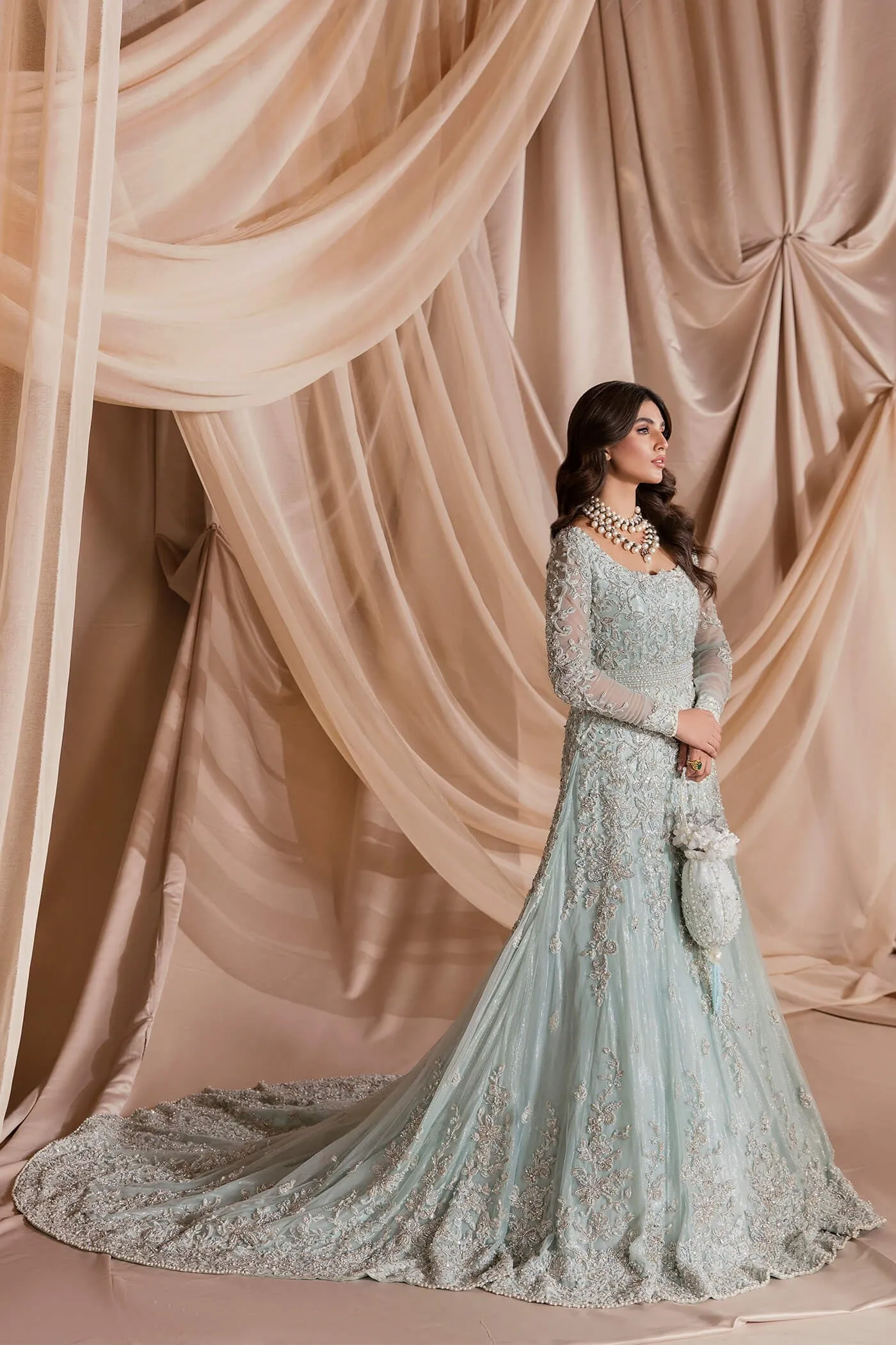 Satin Lehenga Skirt Gown Pakistani Wedding Dresses