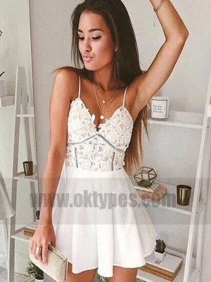 Sexy Short Prom Dress,White Homecoming Party Dress Girls, Graduation Gowns, TYP0761