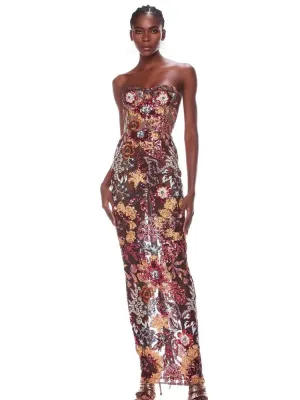 Sexy Sleeveless New Fashion High Quality Flower Embroidered Sequin Dress Long Bodycon Gown Elegant Evening Party Wedding Party Dress