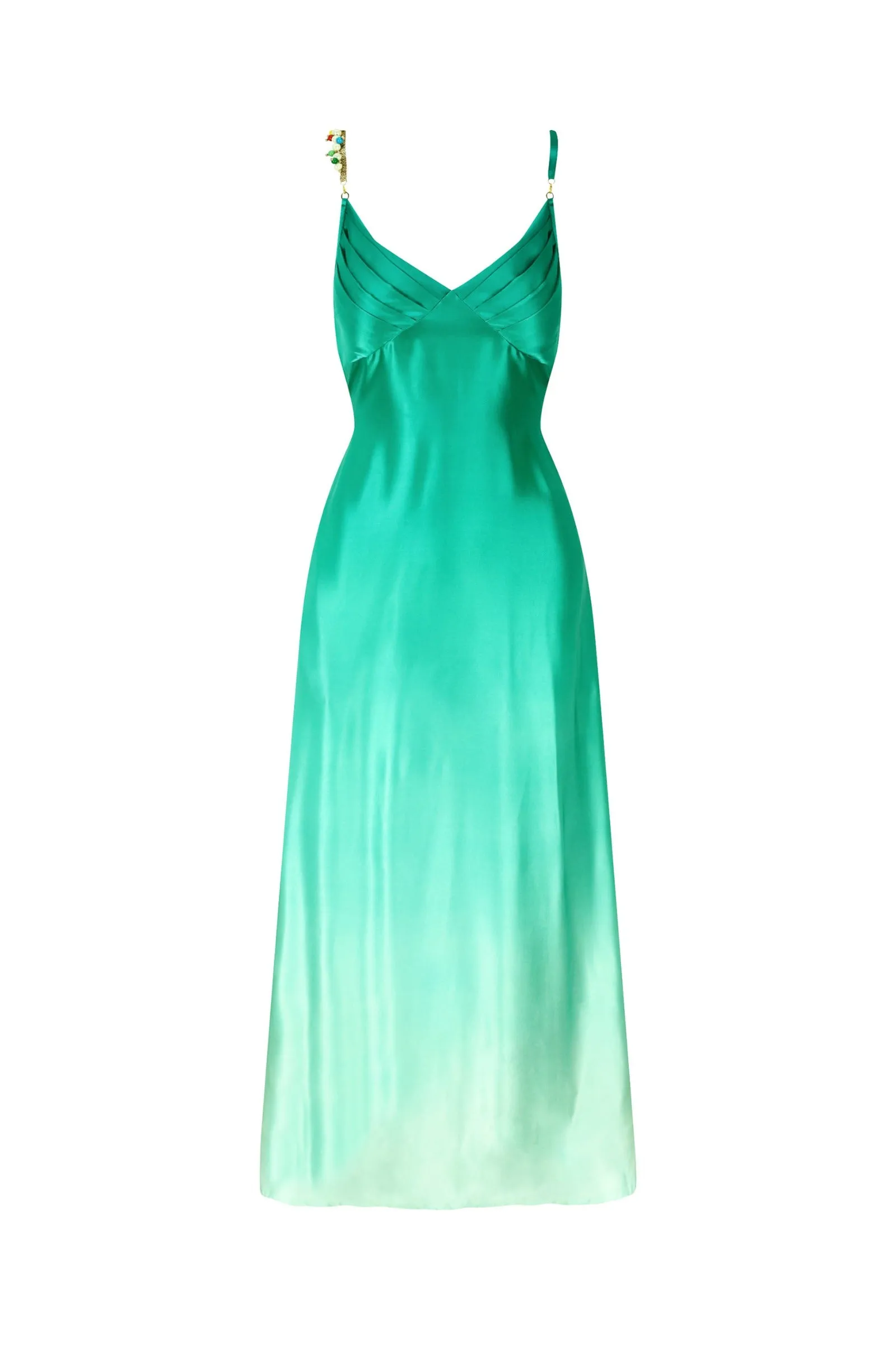 Silk Bead Maxi Dress Teal