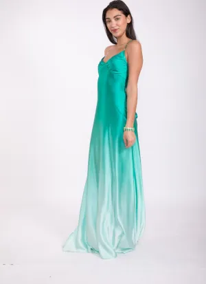 Silk Bead Maxi Dress Teal