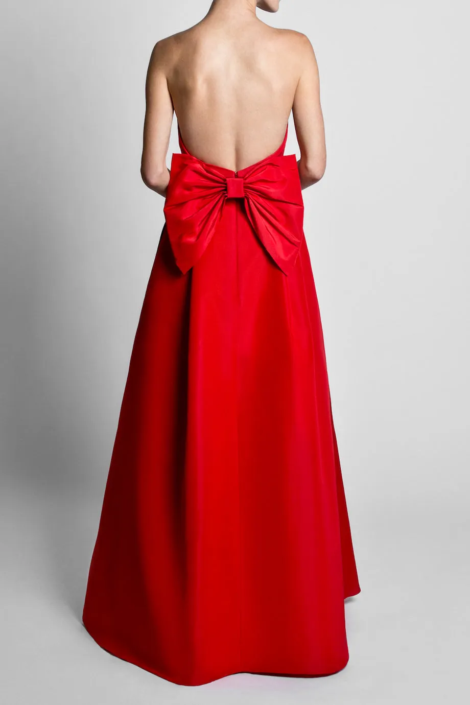 Silk Faille Bow Back Mini Dress with Convertible Skirt