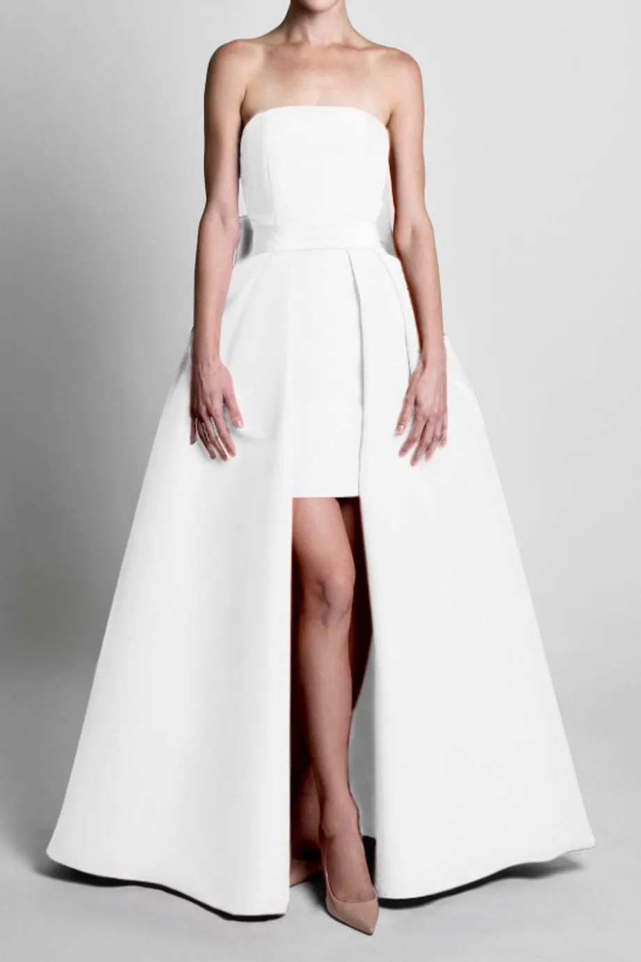Silk Faille Bow Back Mini Dress with Convertible Skirt