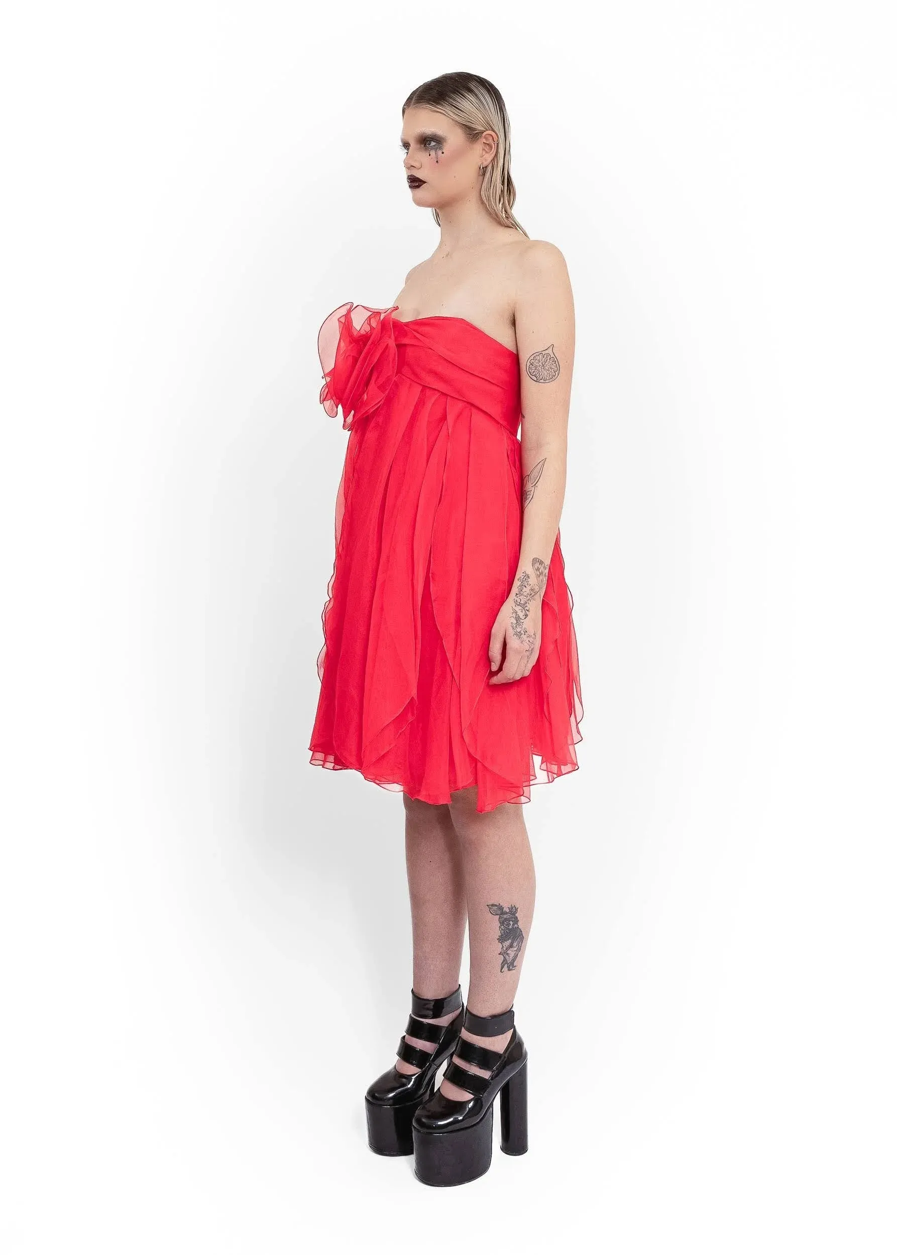 Silk Organza Rosette Dress