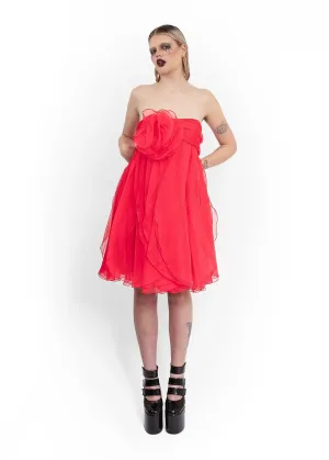 Silk Organza Rosette Dress