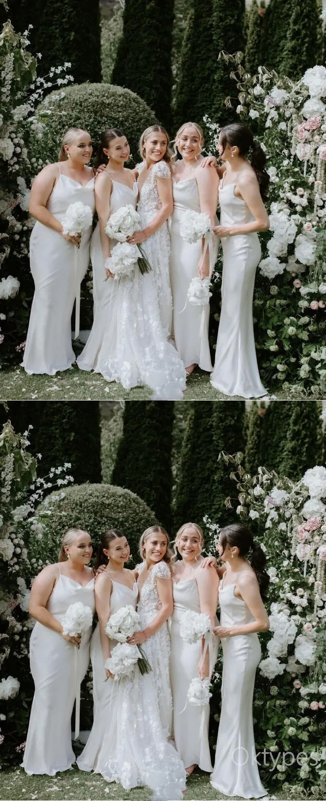 Simple Satin Cowl Spaghetti Strap Mermaid Bridesmaid Dresses Online, BDS0375