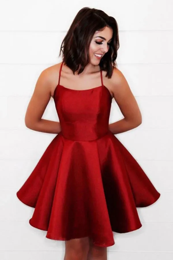 Simple Yellow A-line Cross Back Short Homecoming Dress With Pockets, SH531