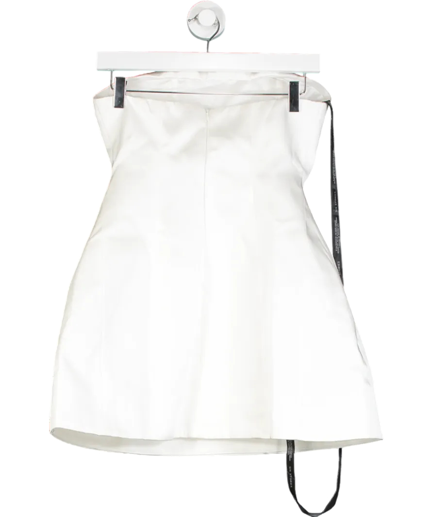 Six Stories Bandeau Satin A Line Mini Dress - White UK 8