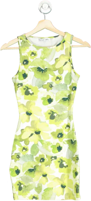 SLA The Label Green Floral Sleeveless Bodycon Dress UK XS