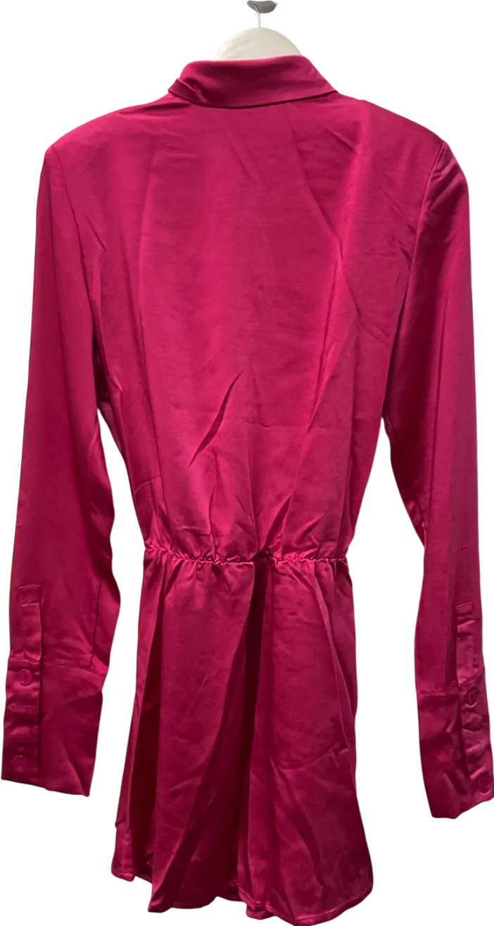 SLA the label Pink Alma Satin Button Up Dress UK S