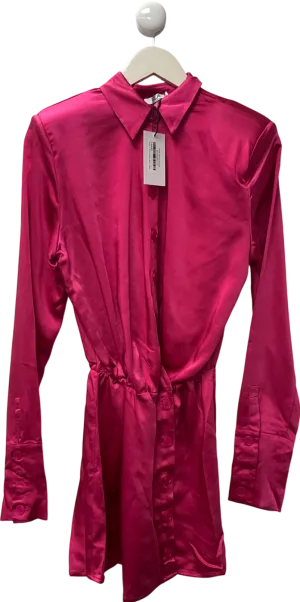 SLA the label Pink Alma Satin Button Up Dress UK S