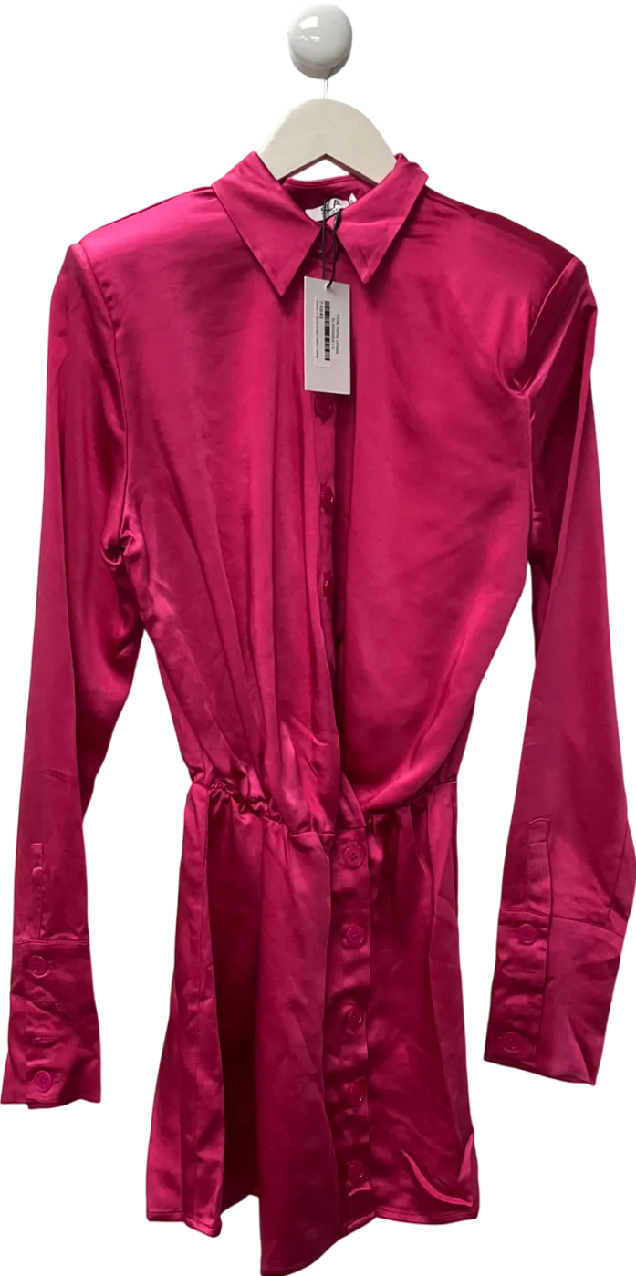 SLA the label Pink Alma Satin Button Up Dress UK S