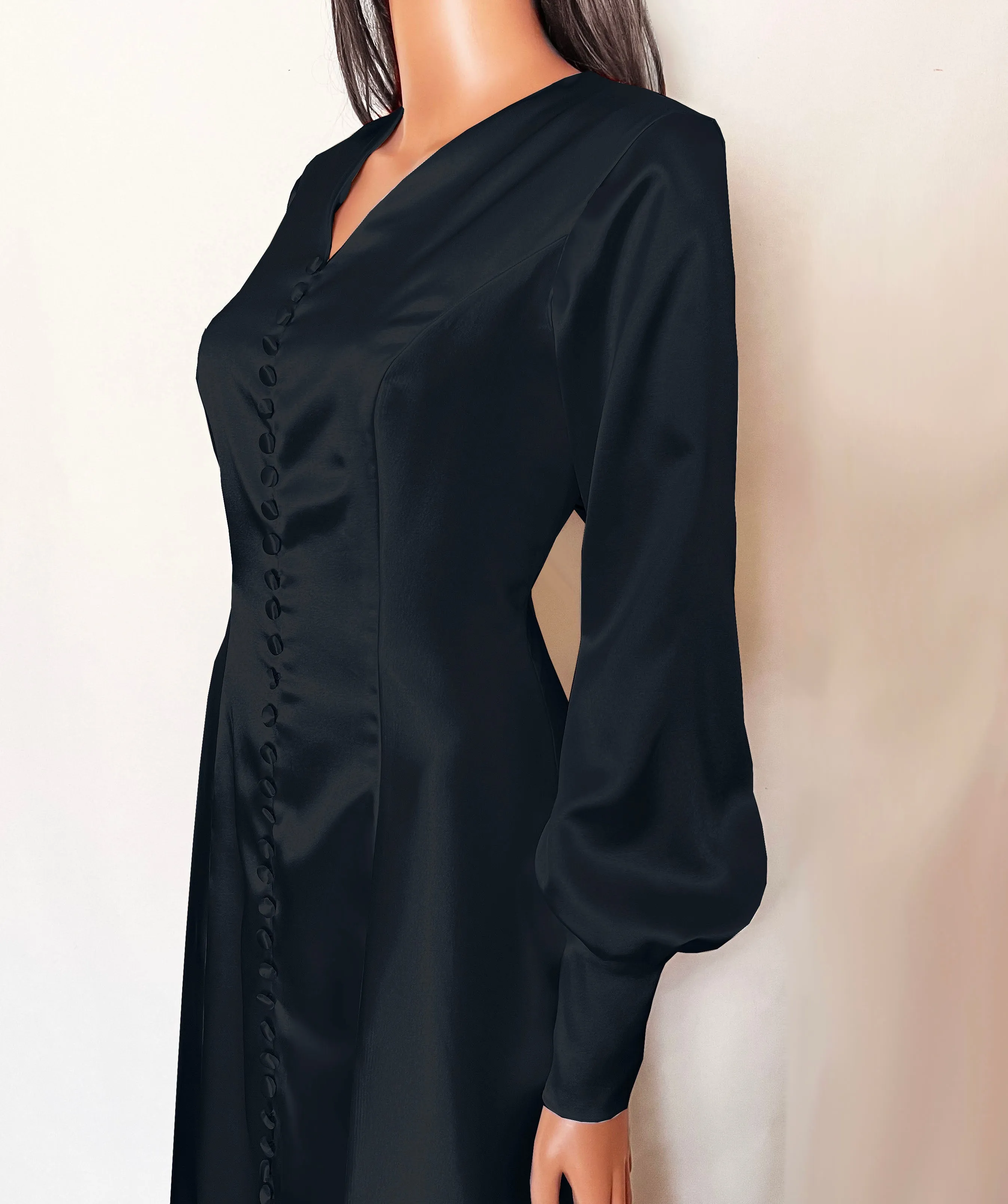 Solstice Satin Gown with Bishop Sleeves *New