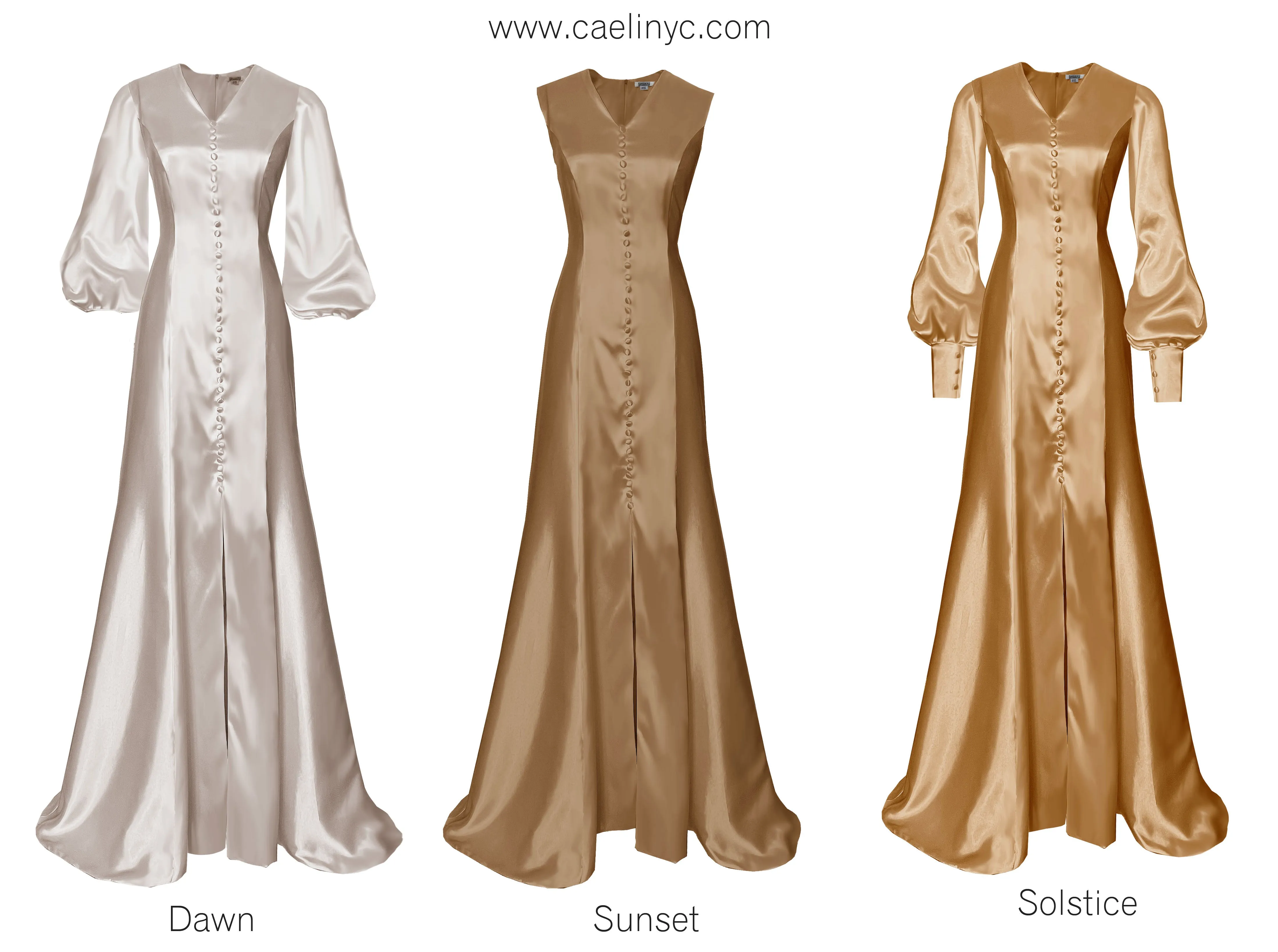 Solstice Satin Gown with Bishop Sleeves *New