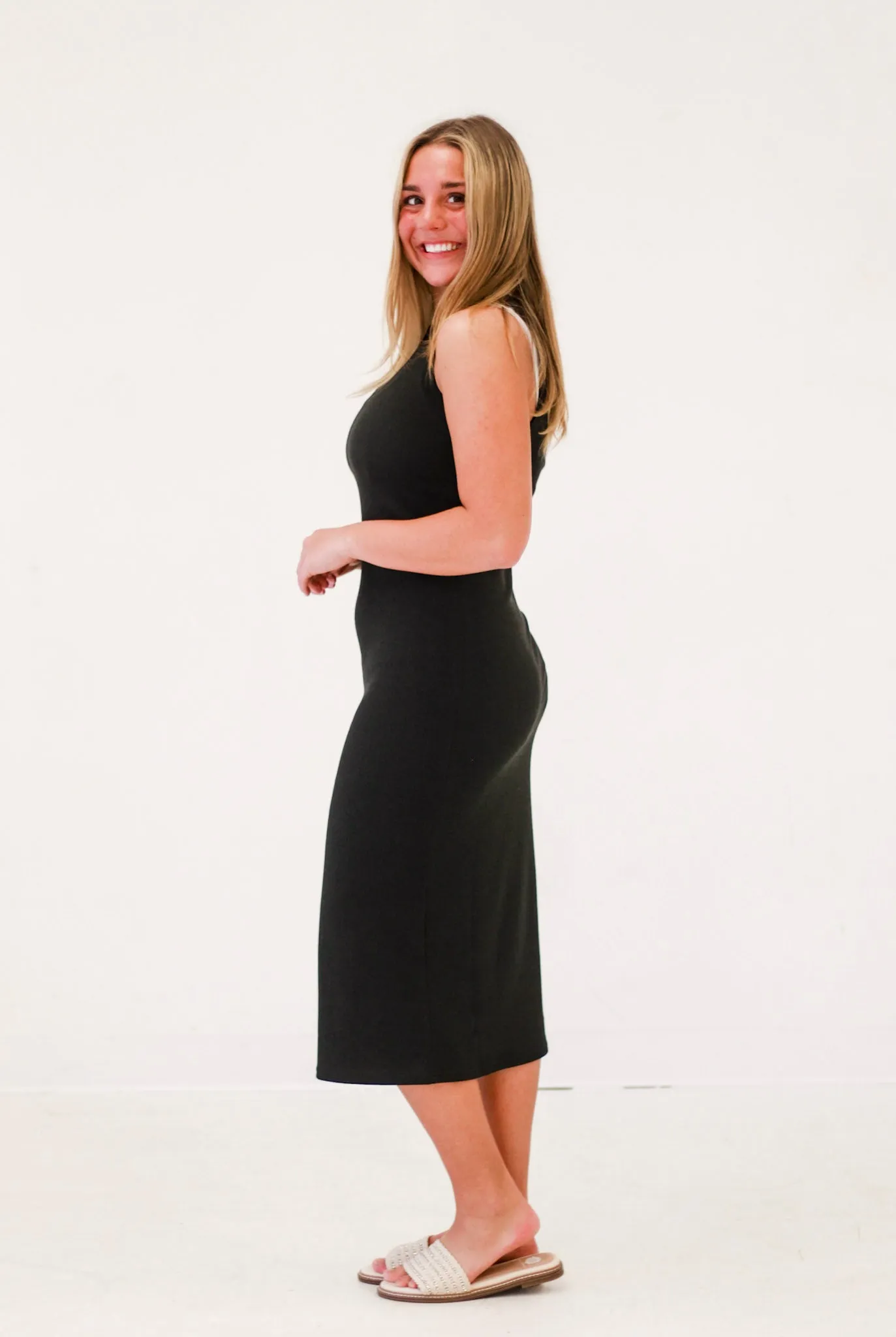 Sophia Sleeveless Bodycon Dress in Black