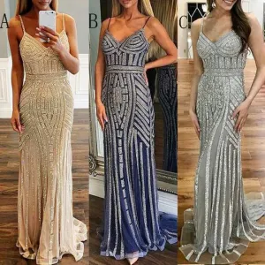 Spaghetti Rhinestone Prom Dresses, Mermaid Prom Dresses, Popular Prom Dresses, Prom Dresses, PD0361