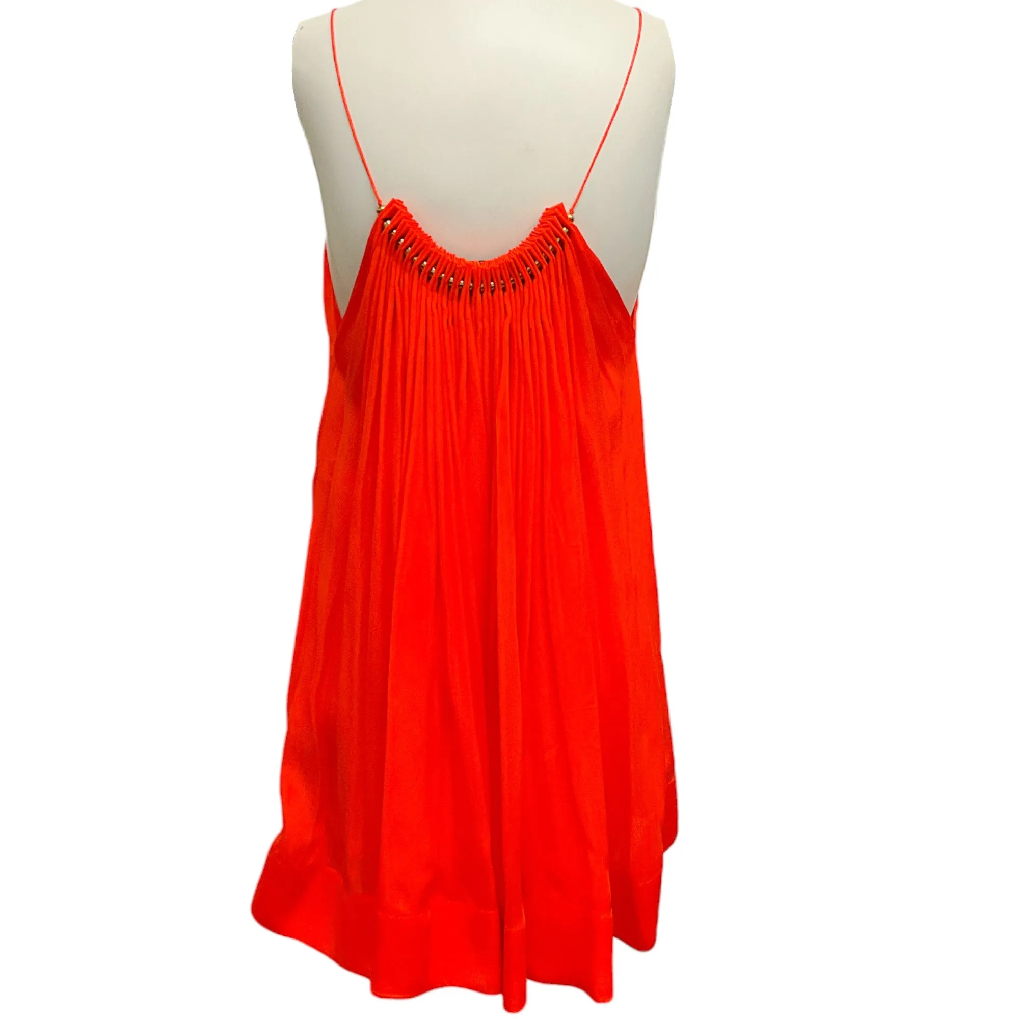 Stella McCartney Orange Silk Pleated Mini Dress