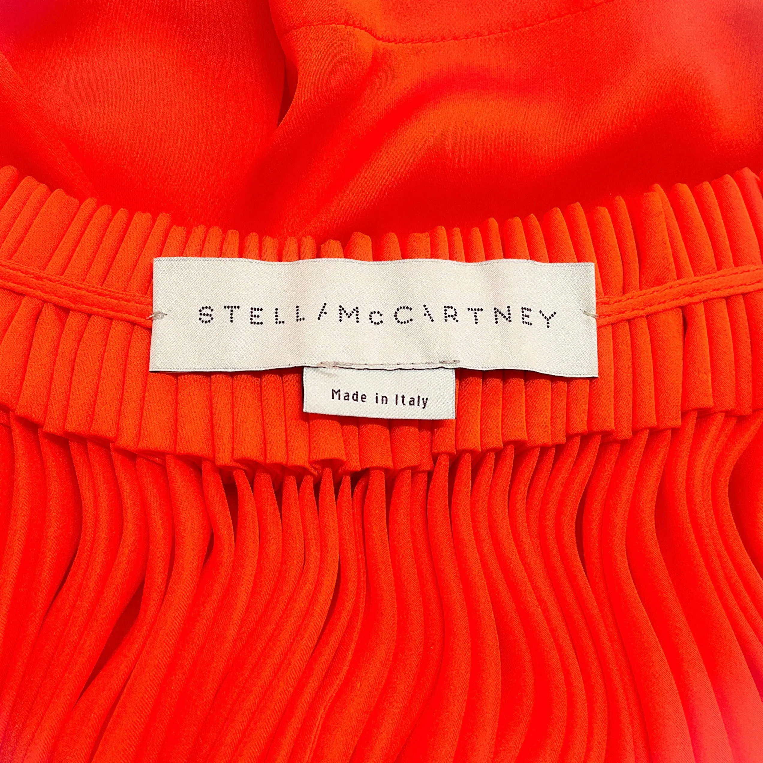 Stella McCartney Orange Silk Pleated Mini Dress