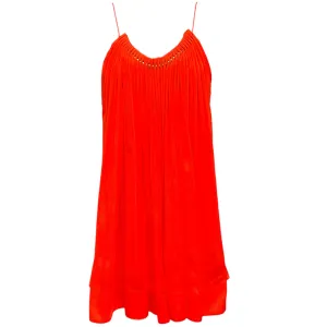 Stella McCartney Orange Silk Pleated Mini Dress