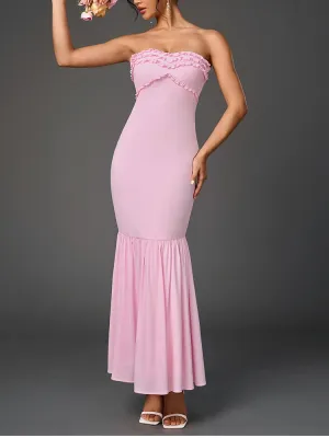 Strapless Ruffle Bodycon Maxi Dress