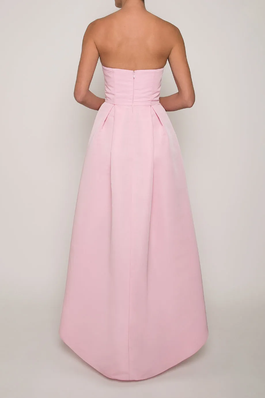Strapless Silk Faille High Low Gown