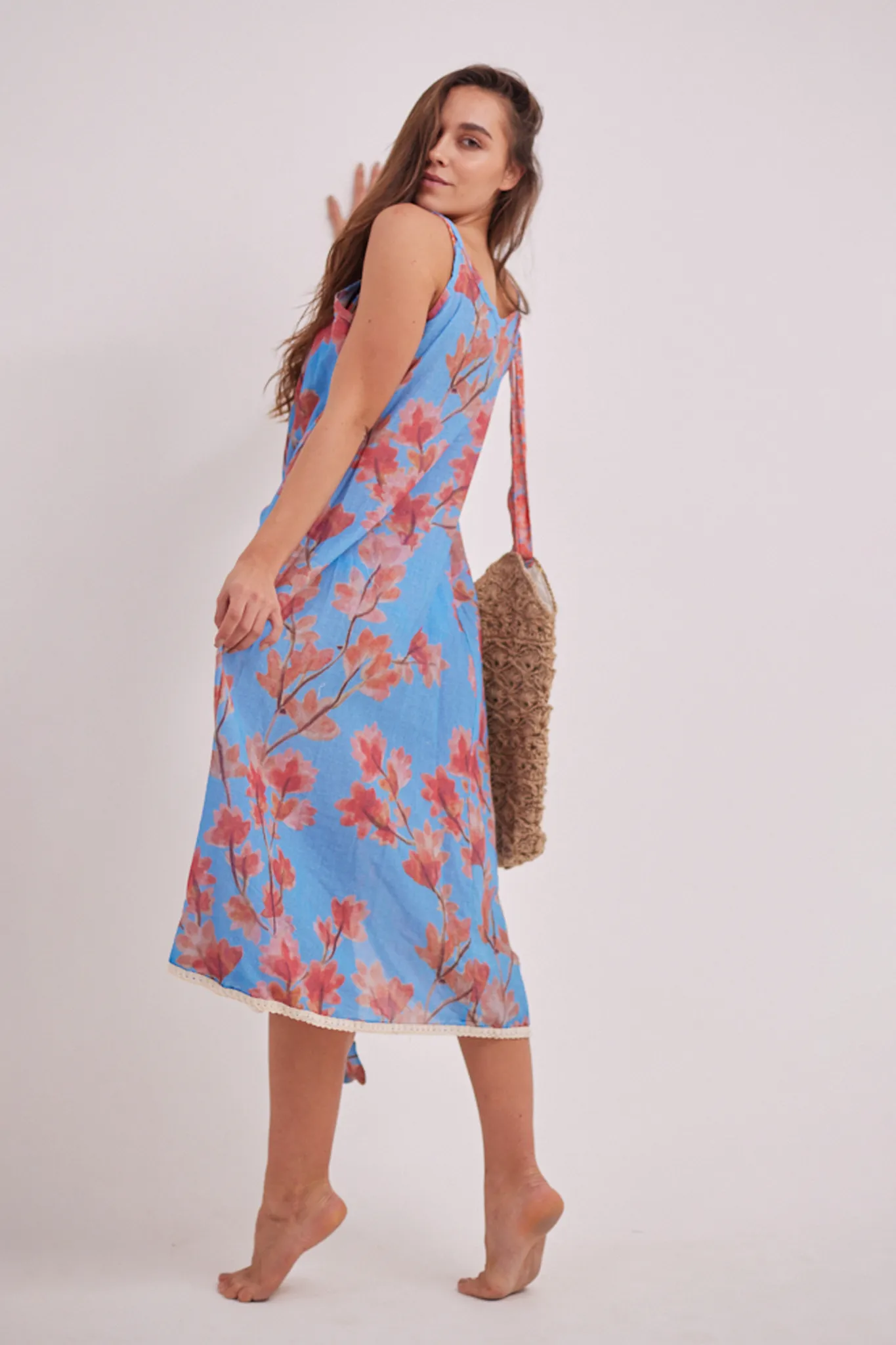 Strappy Gohanameyya Wrap Dress Aqua