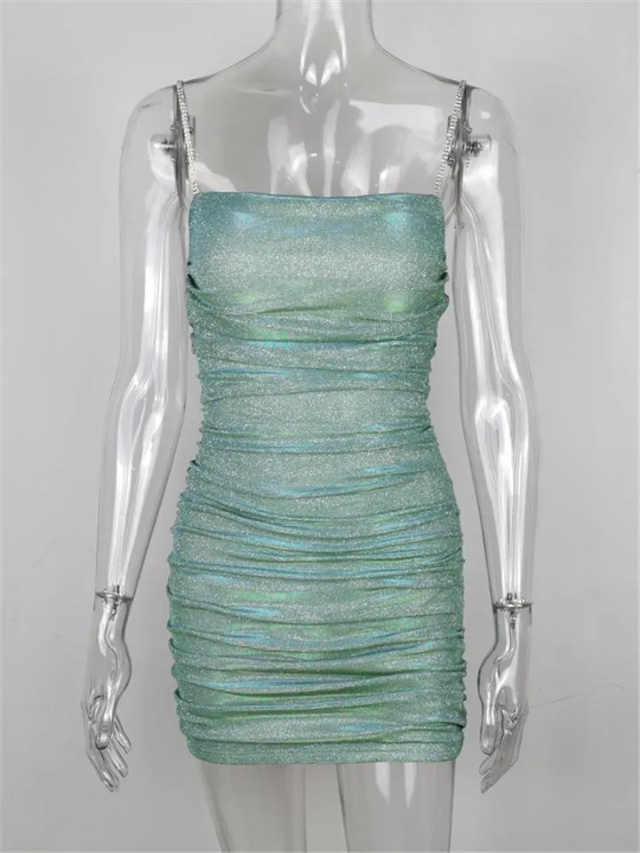 Subtle Sparkle Spaghetti Strap Bodycon Dress