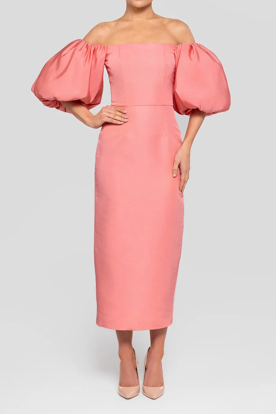 Sylvia Silk Faille Midi Dress